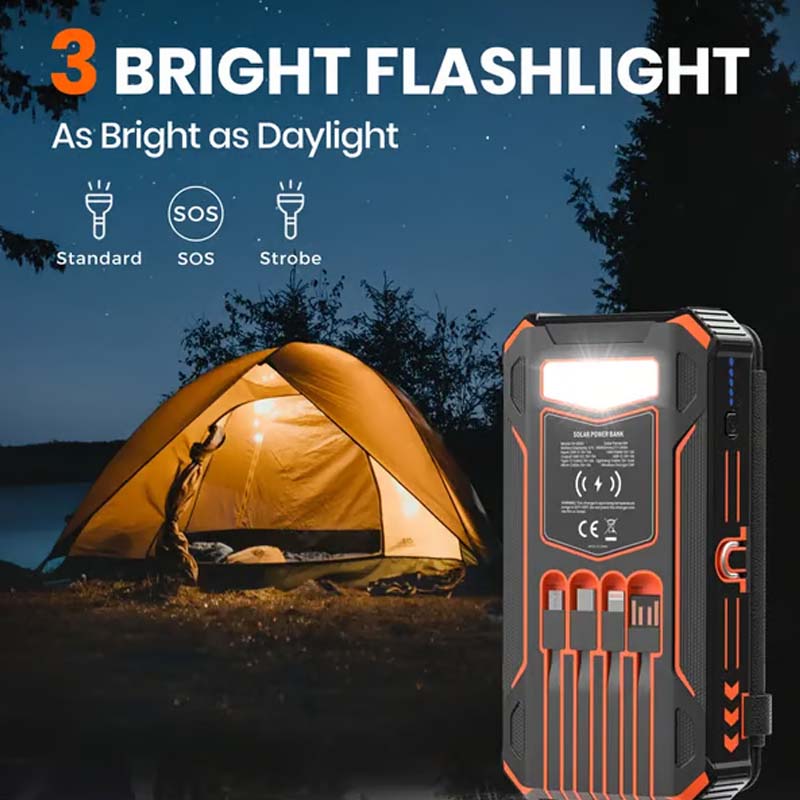 20000mAh Solar Power Bank With LED Flashlight