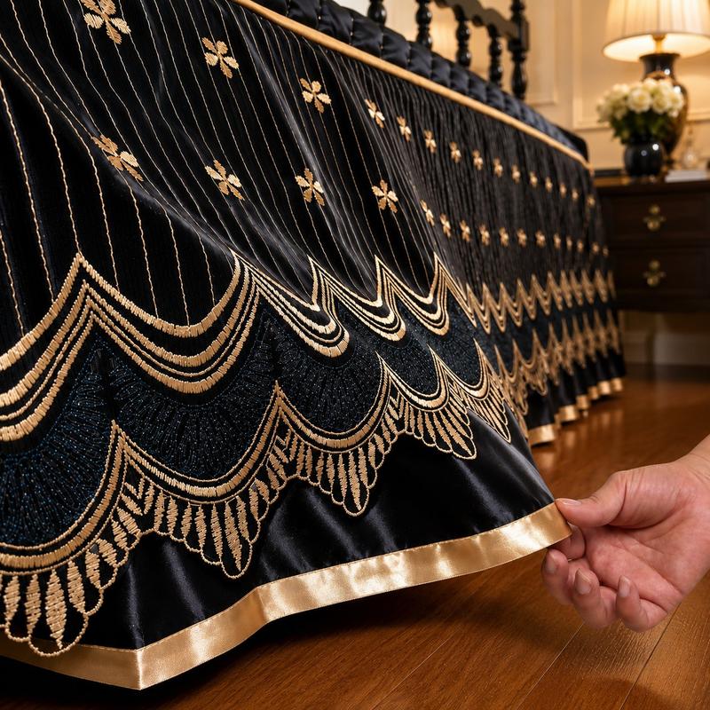 Breathable Quilted Full-Coverage Bed Skirt