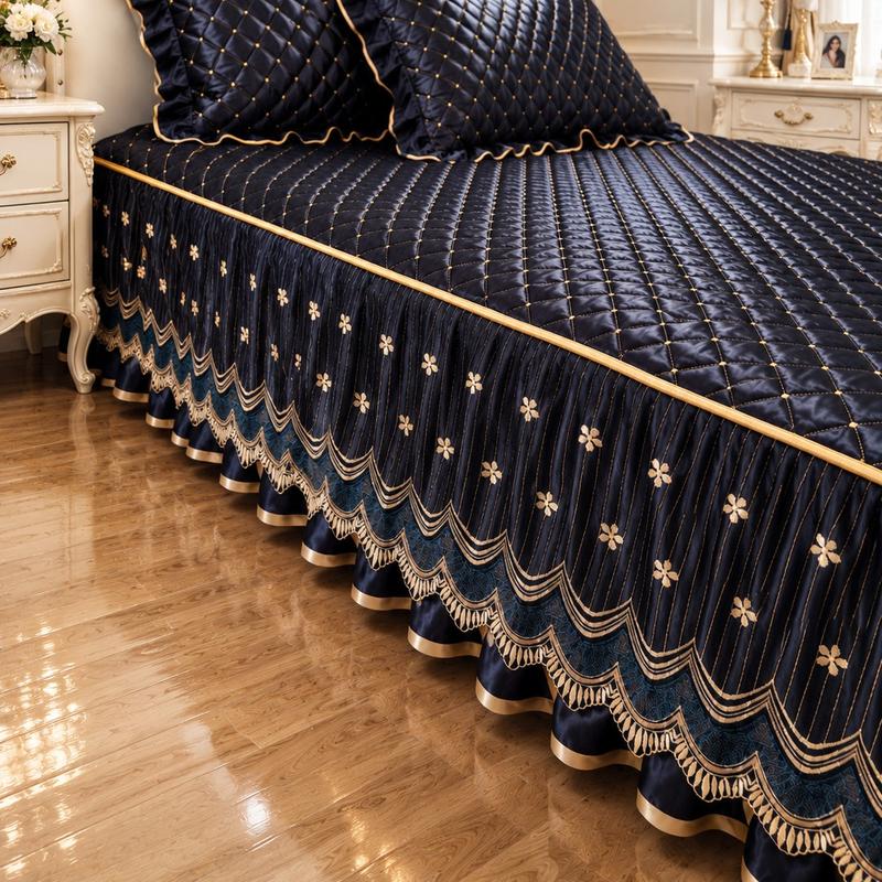 Breathable Quilted Full-Coverage Bed Skirt