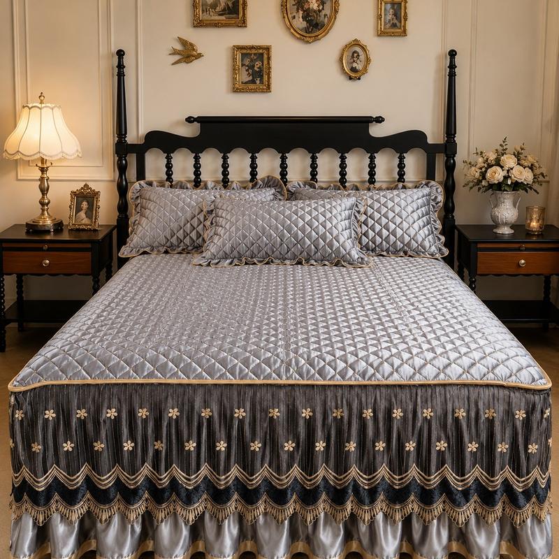 Breathable Quilted Full-Coverage Bed Skirt