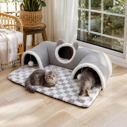 3-in-1 Cozy Cat Tunnel Bed