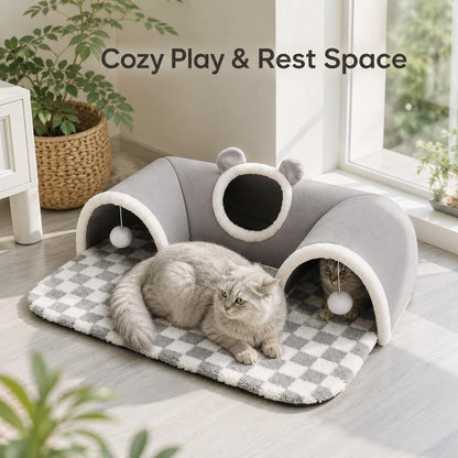 3-in-1 Cozy Cat Tunnel Bed