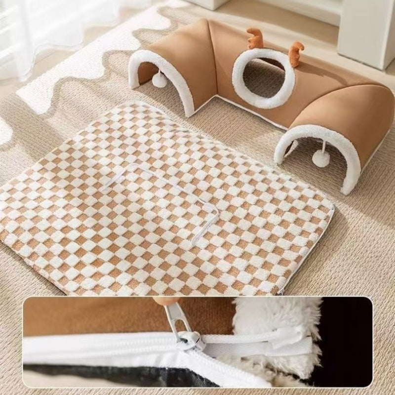 3-in-1 Cozy Cat Tunnel Bed