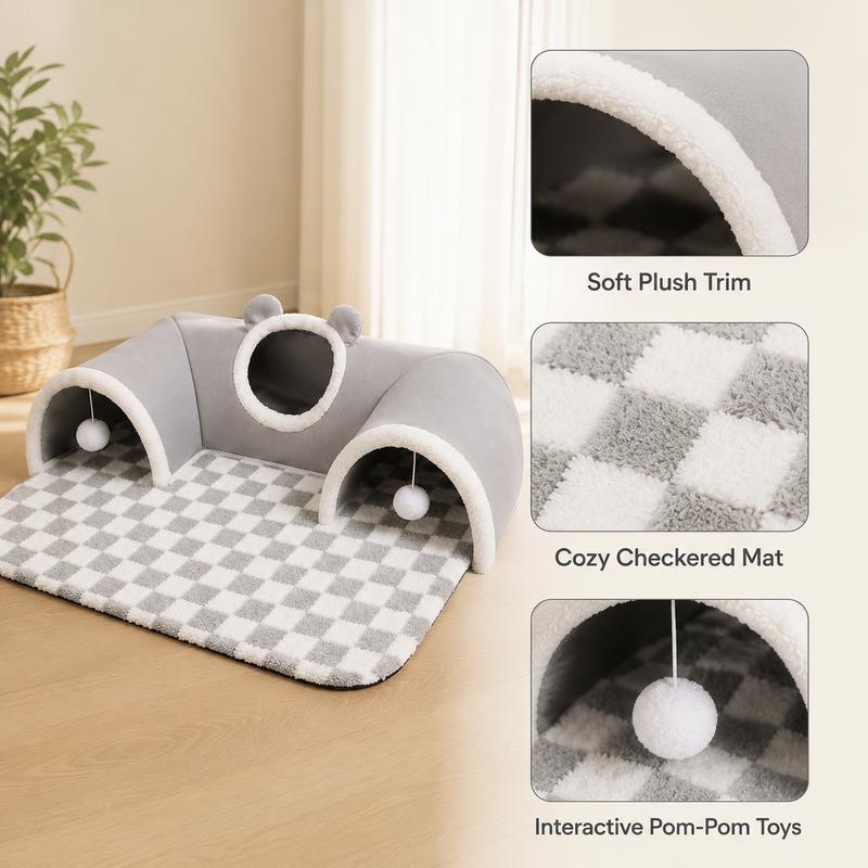 3-in-1 Cozy Cat Tunnel Bed