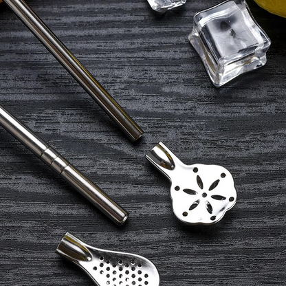 304 Stainless Steel 2-in-1 Straw Spoon