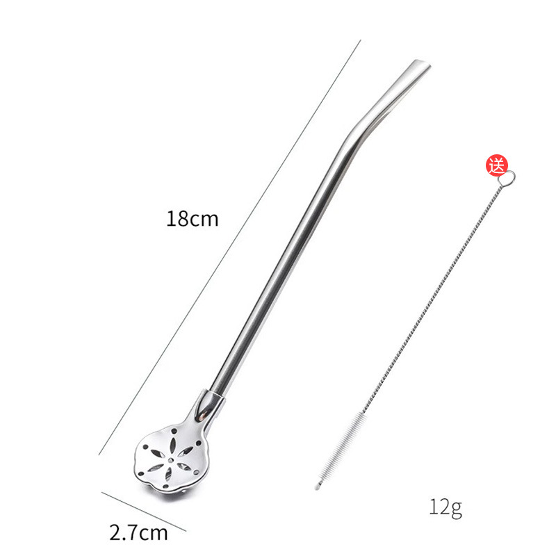 304 Stainless Steel 2-in-1 Straw Spoon