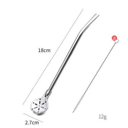 304 Stainless Steel 2-in-1 Straw Spoon