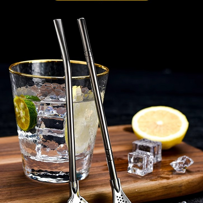304 Stainless Steel 2-in-1 Straw Spoon