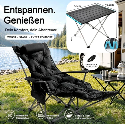 🥾 Adjustable Folding Chair – 3/4 Recline Positions, Leg Rest – Reinforced Carbon Steel, 300 lbs – 600D Oxford – Folds for Camping & Beach! 🛡️💨