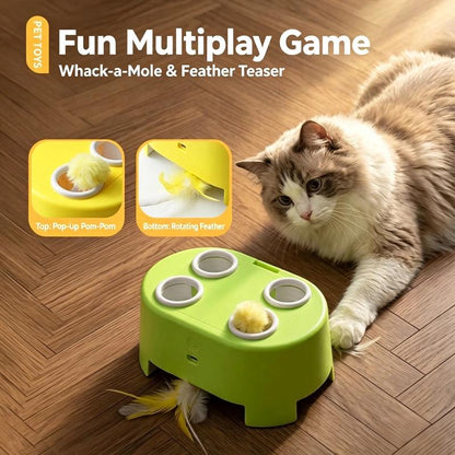 🐱New Arrivals 50% OFF🥳 Interactive Whack-a-Mole Cat Toy – 3 Play Modes, Fun Indoor Exercise & Brain Game for Cats