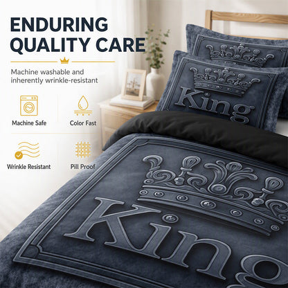 🛌☁️Modern Crown‑Print 3‑Piece Bedding Set | Soft Brushed Micro‑Fiber Duvet‑Cover Kit🧵