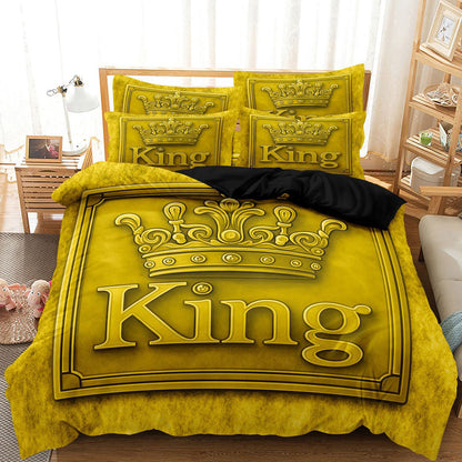 🛌☁️Modern Crown‑Print 3‑Piece Bedding Set | Soft Brushed Micro‑Fiber Duvet‑Cover Kit🧵
