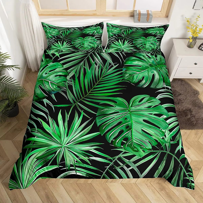 Tropical Palm Leaf Bedding Cover Set