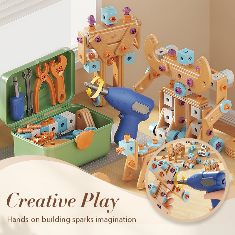 🔧50% OFF NOW! Children's Educational DIY Toy Tool Kit‑Kids STEM Building Blocks Set with Electric Drill, Creative Construction Engineering Toy