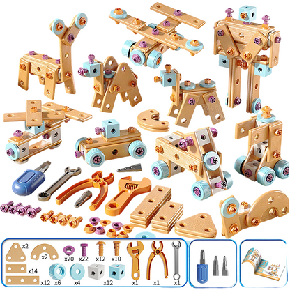 🔧50% OFF NOW! Children's Educational DIY Toy Tool Kit‑Kids STEM Building Blocks Set with Electric Drill, Creative Construction Engineering Toy