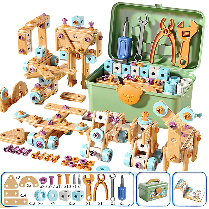 🔧50% OFF NOW! Children's Educational DIY Toy Tool Kit‑Kids STEM Building Blocks Set with Electric Drill, Creative Construction Engineering Toy