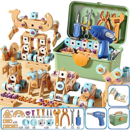 🔧50% OFF NOW! Children's Educational DIY Toy Tool Kit‑Kids STEM Building Blocks Set with Electric Drill, Creative Construction Engineering Toy