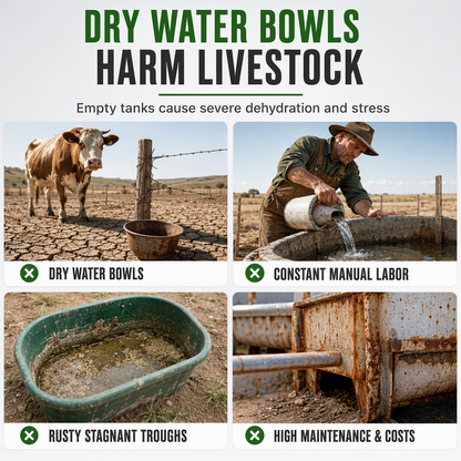 ⏳Time-Limited Special⏰ 🐄 Automatic 304 Stainless Steel Drinking Bowl with Float and Drain Hole for Cattle Horses Sheep and Dogs 🤖