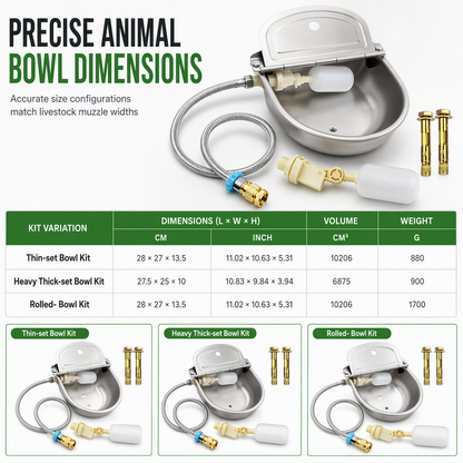 ⏳Time-Limited Special⏰ 🐄 Automatic 304 Stainless Steel Drinking Bowl with Float and Drain Hole for Cattle Horses Sheep and Dogs 🤖