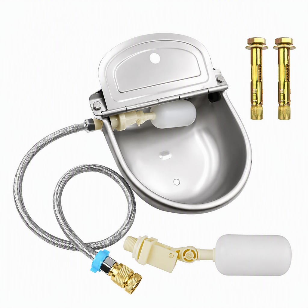 ⏳Time-Limited Special⏰ 🐄 Automatic 304 Stainless Steel Drinking Bowl with Float and Drain Hole for Cattle Horses Sheep and Dogs 🤖