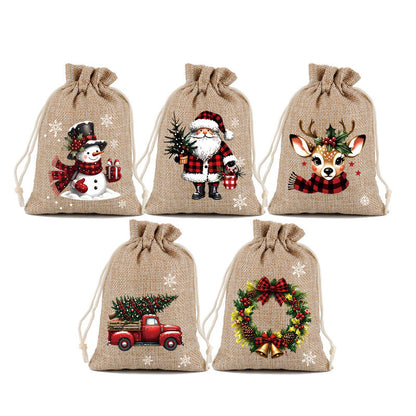 🎅 50% OFF! 🎄 Christmas Drawstring Gift Bags – Santa, Snowman & Reindeer Prints for Gifting & Party Favours 2