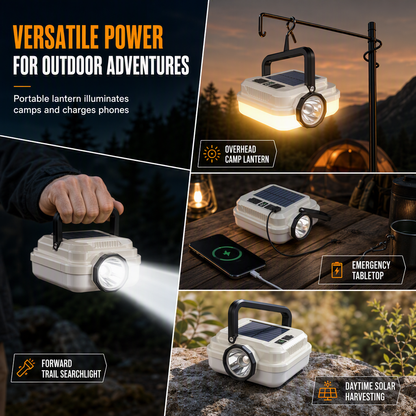 🏕️50% OFF NOW🔥Dual‑Light Solar Camping Lantern‑Multi‑Function Portable Solar Work Light with Power Bank, Hanging Emergency Lamp for Camping Hiking Power‑Outage
