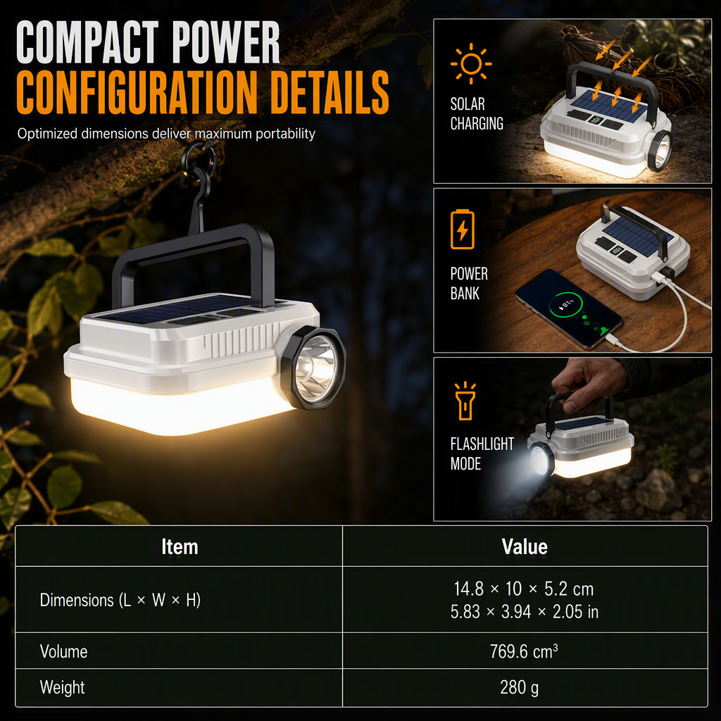 🏕️50% OFF NOW🔥Dual‑Light Solar Camping Lantern‑Multi‑Function Portable Solar Work Light with Power Bank, Hanging Emergency Lamp for Camping Hiking Power‑Outage