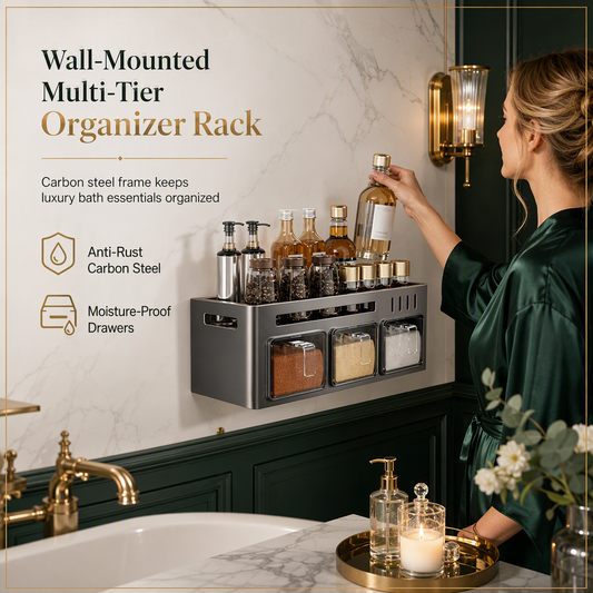 ⏳🔥LIMITED-TIME 50% OFF! ⏰🧂 Wall-Mounted Spice Rack – No-drill, with jars & spoons 🍳✨