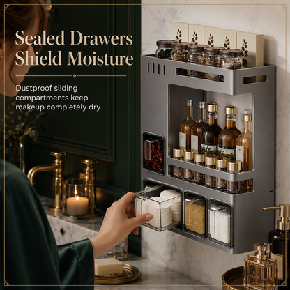 ⏳🔥LIMITED-TIME 50% OFF! ⏰🧂 Wall-Mounted Spice Rack – No-drill, with jars & spoons 🍳✨