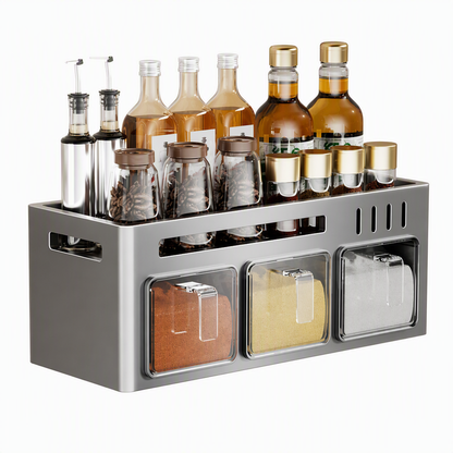 ⏳🔥LIMITED-TIME 50% OFF! ⏰🧂 Wall-Mounted Spice Rack – No-drill, with jars & spoons 🍳✨