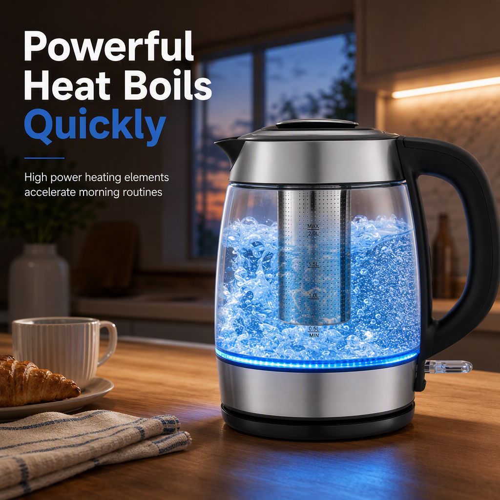 ☕Glass Electric Kettle – 2L, auto shut‑off & overheat protection ✨