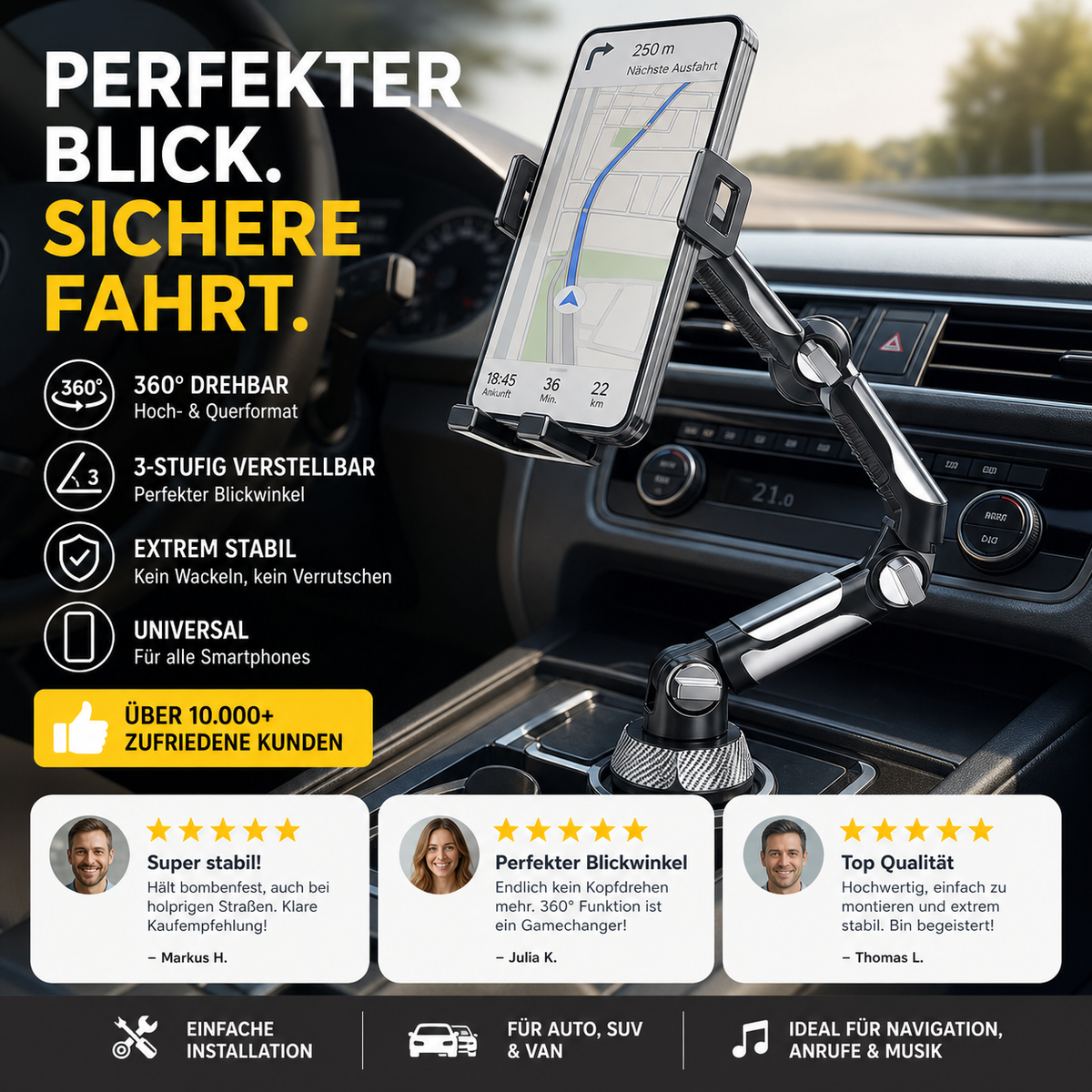 ⏳Time-Limited Special⏰360° Rotatable and Adjustable Car Cup Holder