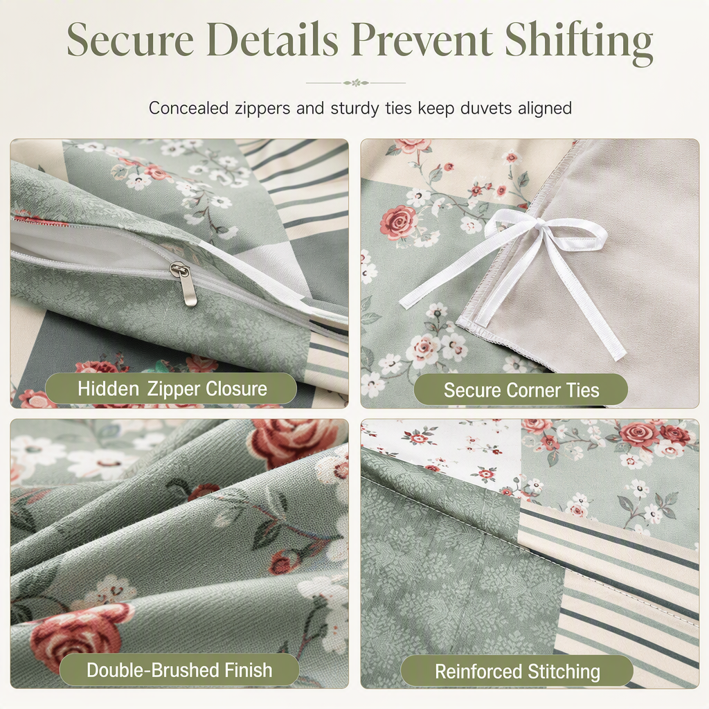 All Season Brushed Floral Bedding Set 2 or 3 Piece Duvet Cover and Pillowcase Set