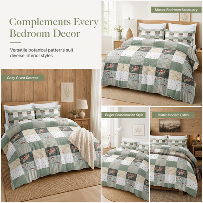 All Season Brushed Floral Bedding Set 2 or 3 Piece Duvet Cover and Pillowcase Set