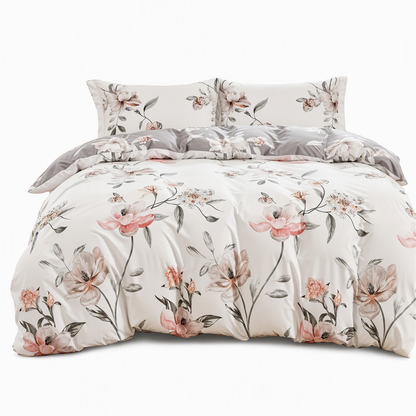 All Season Brushed Floral Bedding Set 2 or 3 Piece Duvet Cover and Pillowcase Set