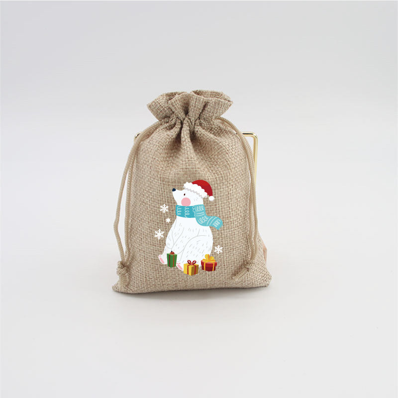 Christmas Burlap Gift Bags with Drawstring