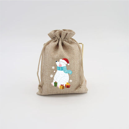 Christmas Burlap Gift Bags with Drawstring