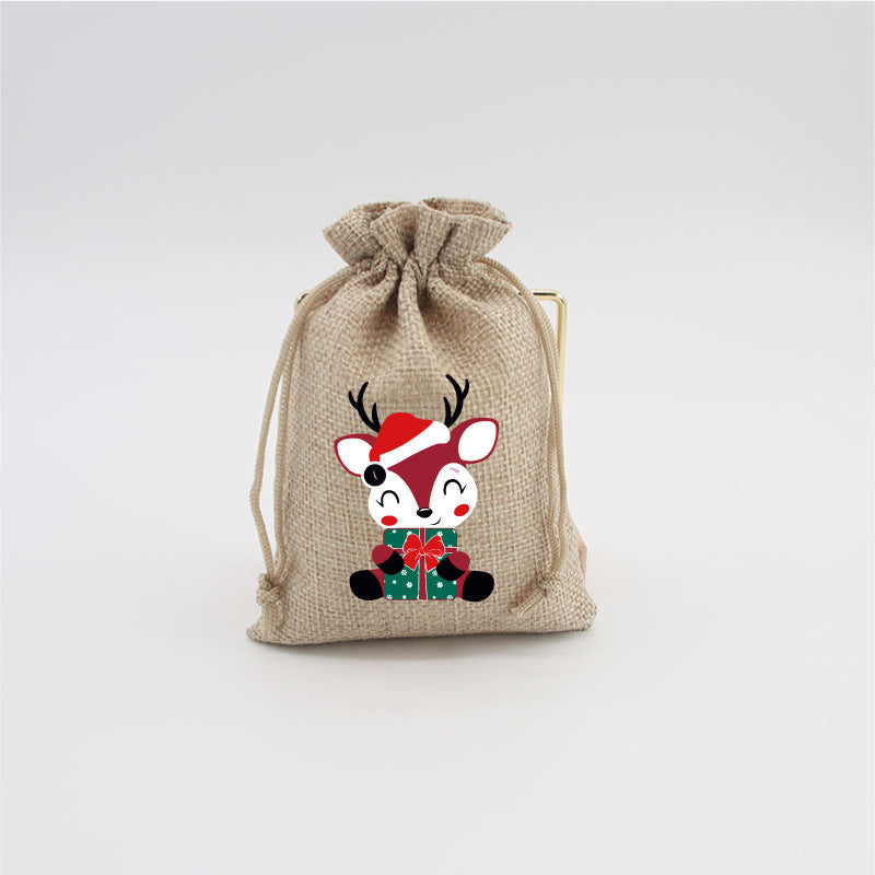 Christmas Burlap Gift Bags with Drawstring