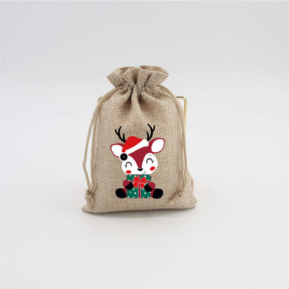 Christmas Burlap Gift Bags with Drawstring