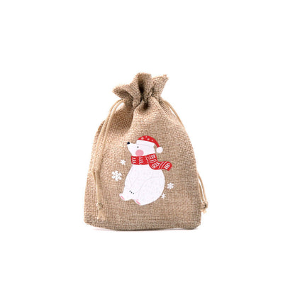 Christmas Burlap Gift Bags with Drawstring