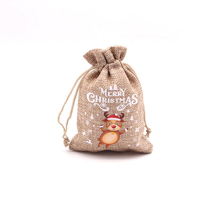 Christmas Burlap Gift Bags with Drawstring