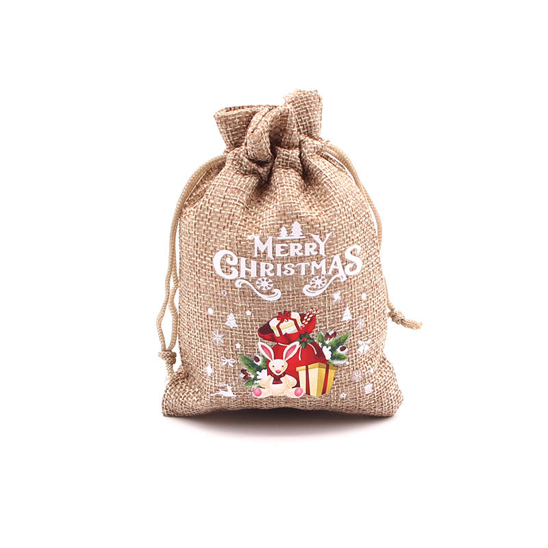 Christmas Burlap Gift Bags with Drawstring