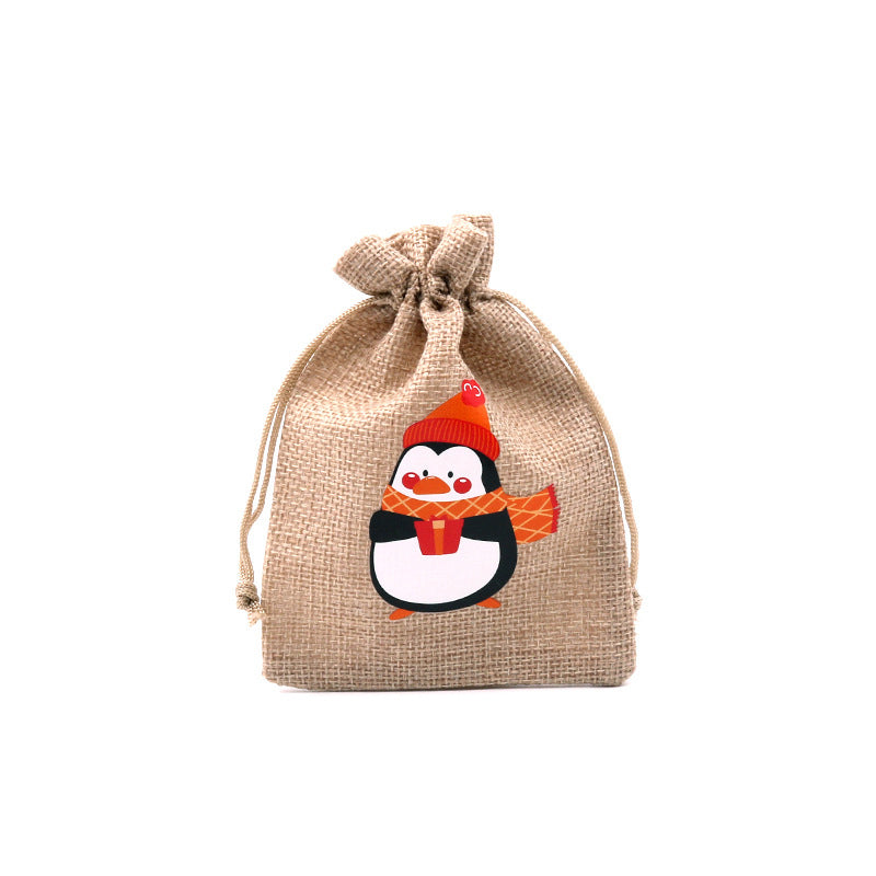 Christmas Burlap Gift Bags with Drawstring