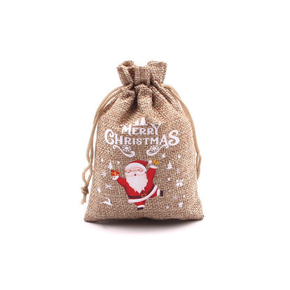 Christmas Burlap Gift Bags with Drawstring