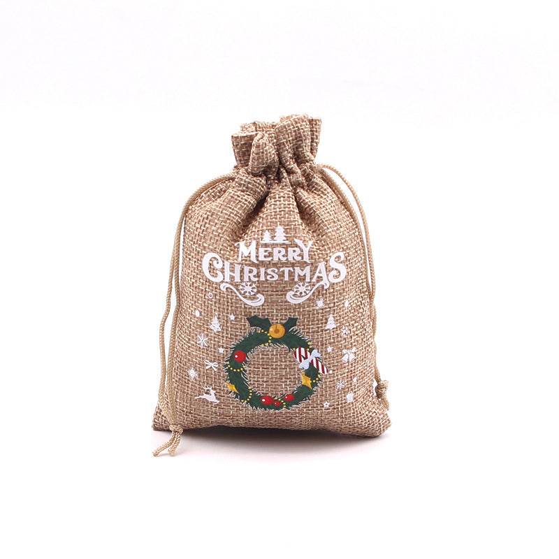 Christmas Burlap Gift Bags with Drawstring