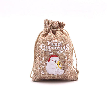 Christmas Burlap Gift Bags with Drawstring