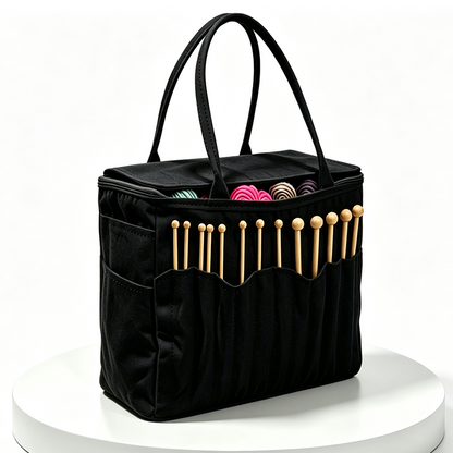 Canvas Yarn Storage Bag with Needle Pockets
