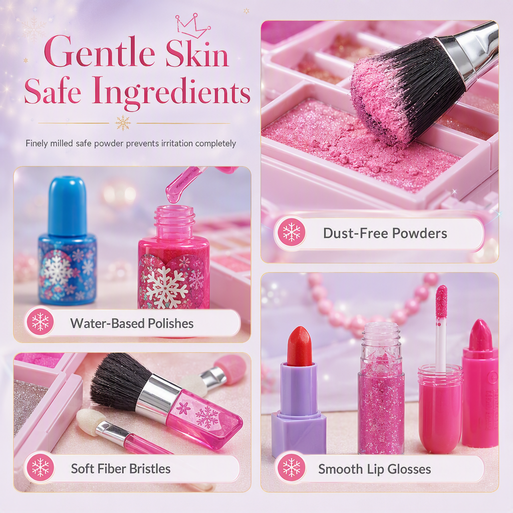 ✨ Washable Princess Makeup Set – Non‑irritating, trays & portable case 🎀