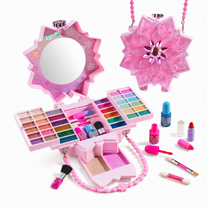 ✨ Washable Princess Makeup Set – Non‑irritating, trays & portable case 🎀