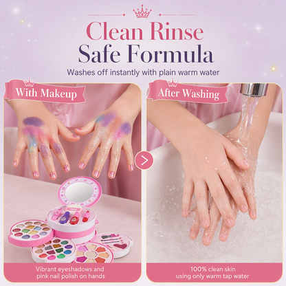 ✨ Washable Princess Makeup Set – Non‑irritating, trays & portable case 🎀